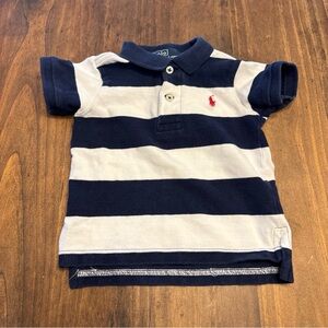 Polo by Ralph Lauren Navy and White Striped Kids Polo Shirt Size 9 Months